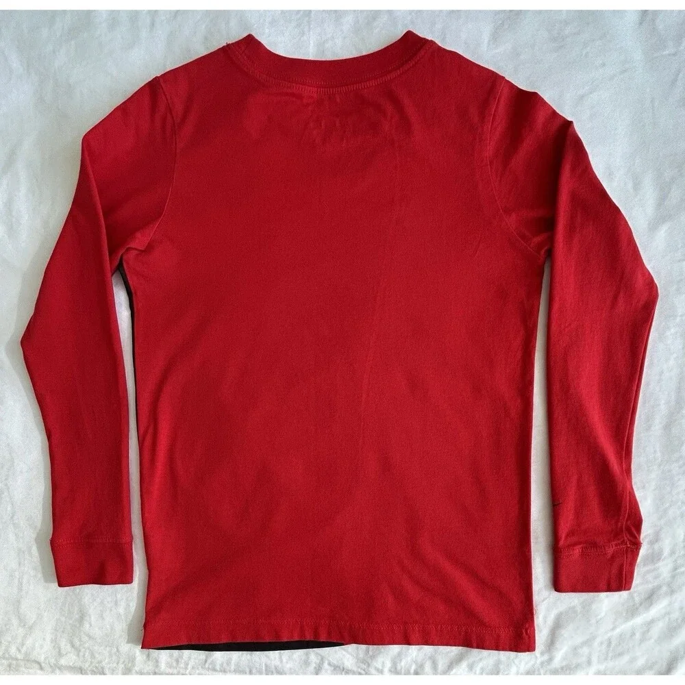 Nike Youth Long Sleeve Shirt Red/Black Colorblock The Nike Tee Size M NWOT